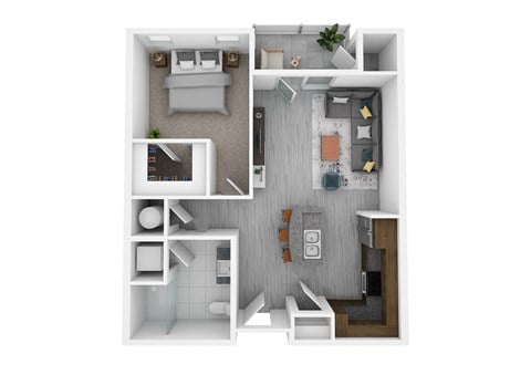 Floor plan for 1 bed, 1 bath, 791 sqft